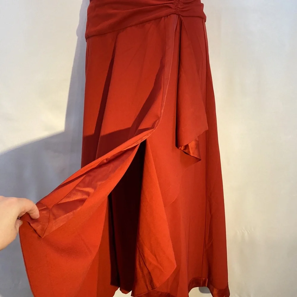 Anthropologie Mare Mare satin ruffle wrap midi skirt in red NWT - Picture 10 of 17